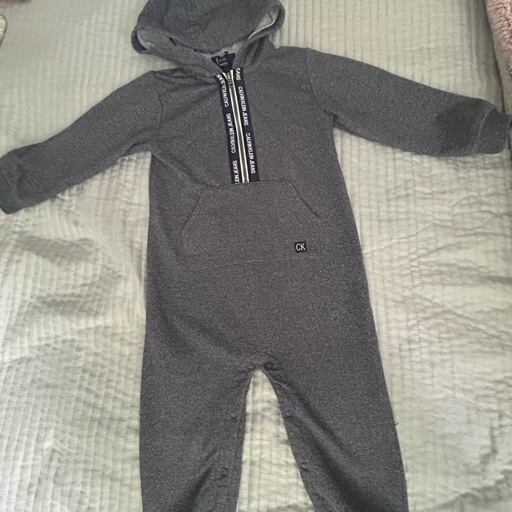 Calvin Klein Charcoal Hooded Kids Footie